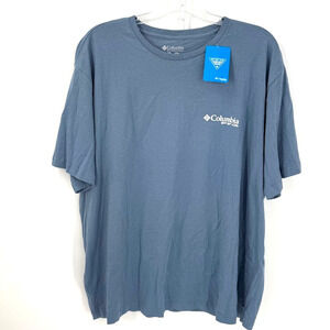 Columbia PFG Yuri T-Shirt Mens 2X Blue Graphic Back Performance Fishing Gear NWT